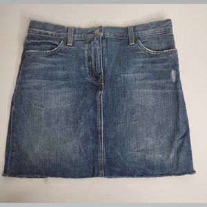 J Crew Skirt Womens 2 Denim Jean A-line Short Cut Off Bottoms Blue Zipper
